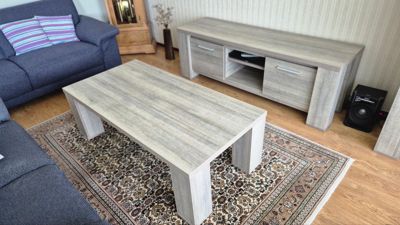 Salontafel en TV-meubel set in licht hout, Ophalen, Gebruikt, Onbekend@voorbeeld.com, Onbekend