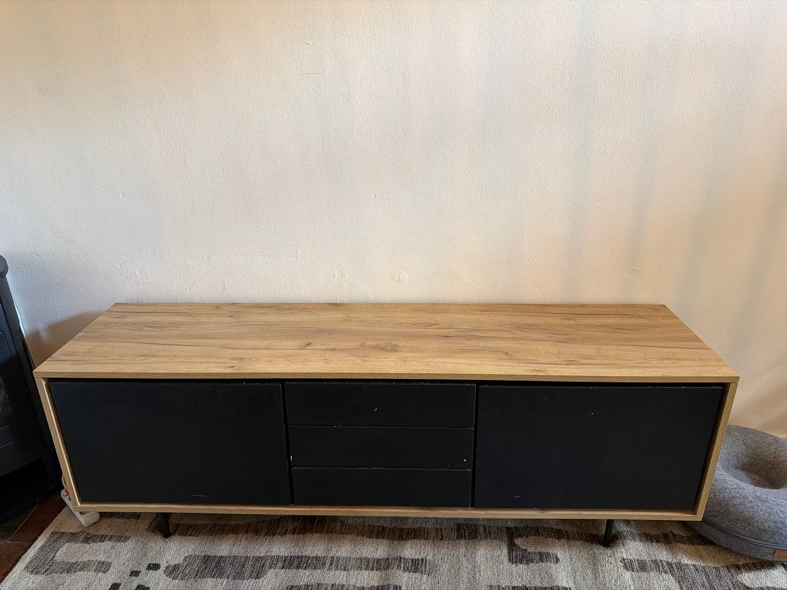 Modern tv-meubel met opbergruimte, Ophalen, Gebruikt, 100 tot 150 cm, Minder dan 100 cm