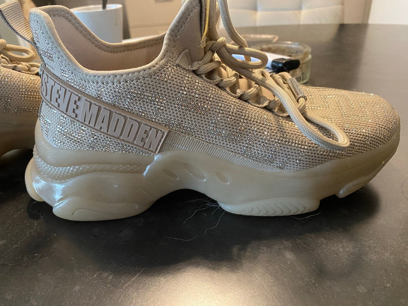 Steve Madden Maxima sneakers met strass, Ophalen of Verzenden, Zo goed als nieuw, Beige, Sneakers of Gympen