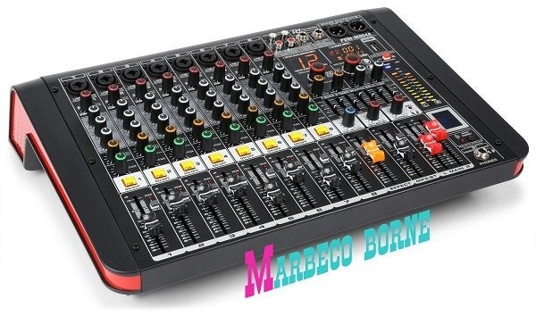 Mengpaneel, 8-Kanalen Studio Mixer met Versterker, PDM-M804A, Microfooningang, Info@marbeco.nl, 5 tot 10 kanalen, Power Dynamics