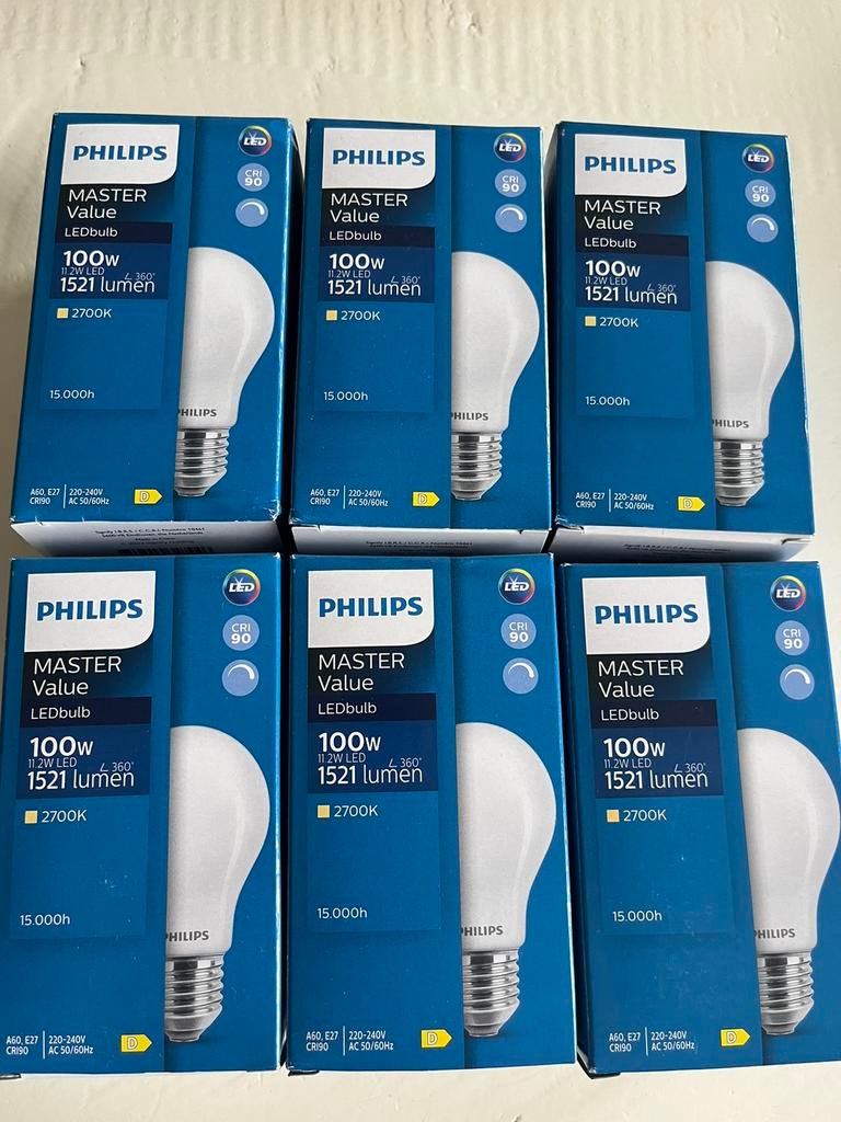 6x Philips MASTERValue LEDbulb 1521lm | - Dimbaar, Ophalen, Zo goed als nieuw, Minder dan 30 watt, Led-lamp