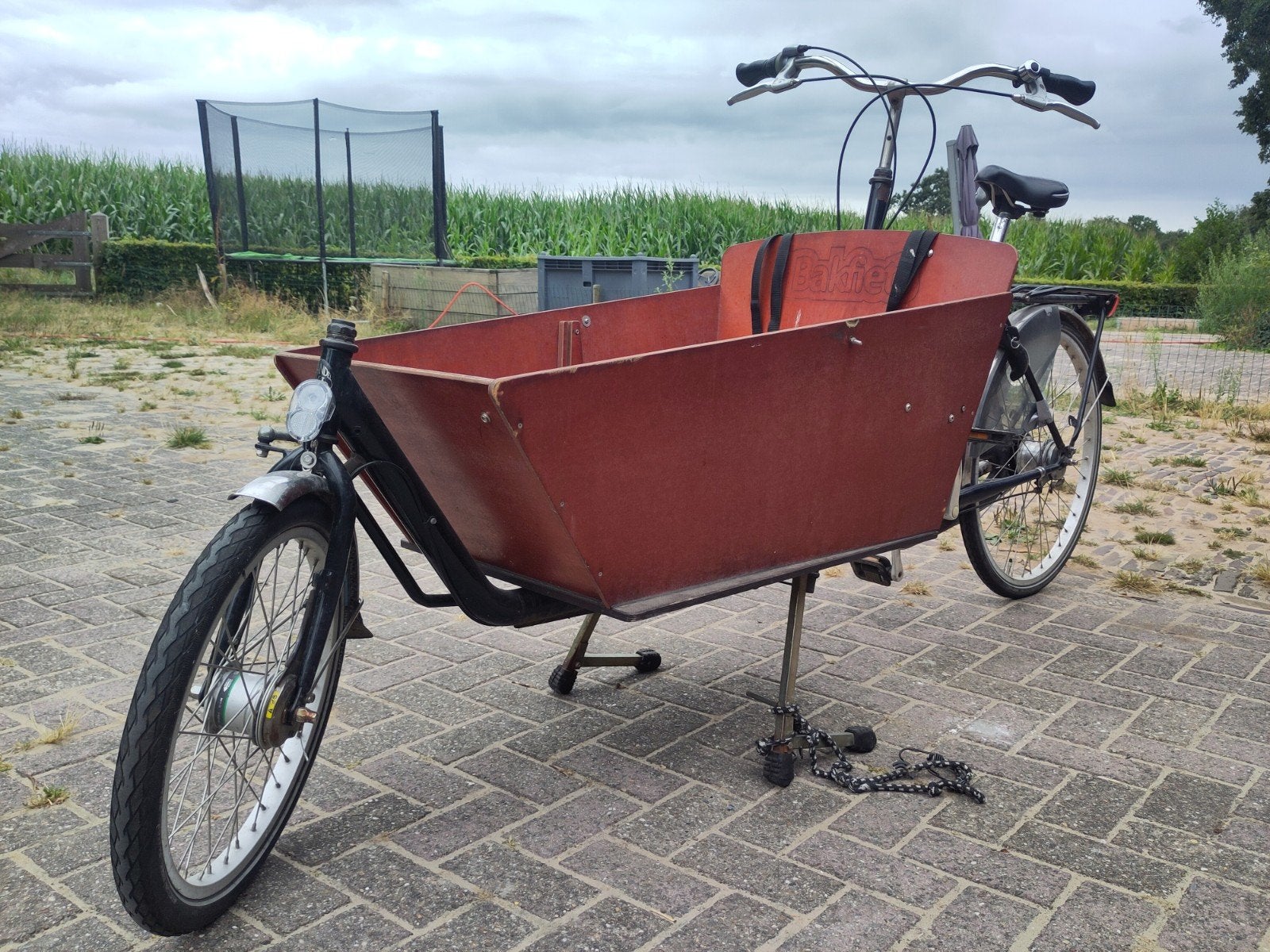 Bakfiets met regenkap en 7 versnellingen, Gebruikt, Huif, 3 kinderen, Trommelrem