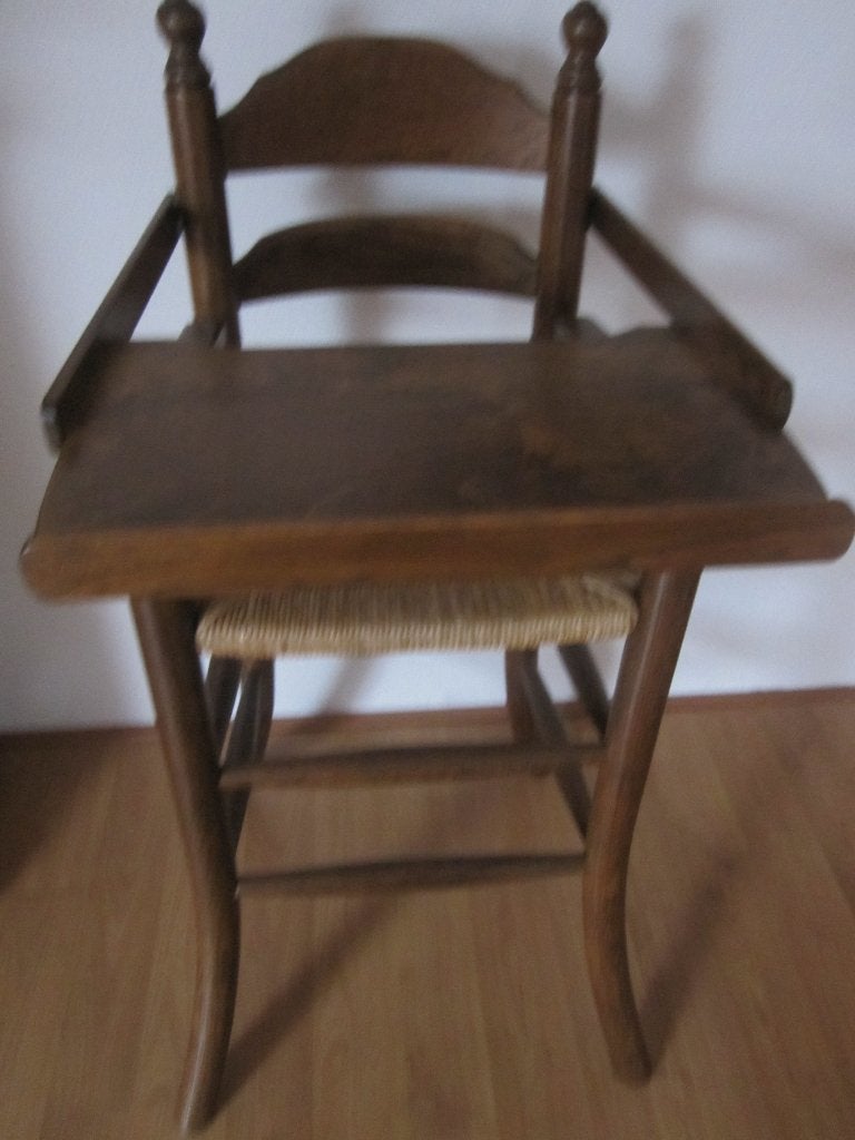 Staphorster eiken kinderstoel met biezen zitting., Kinderen en Baby's, Kinderstoelen, Ophalen, Zo goed als nieuw, Overige typen