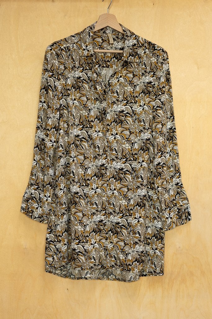 Soyaconcept mooie bruine bloemen lange blouse jurk 38 M, Ophalen of Verzenden, Zo goed als nieuw, Maat 38/40 (M), Bruin