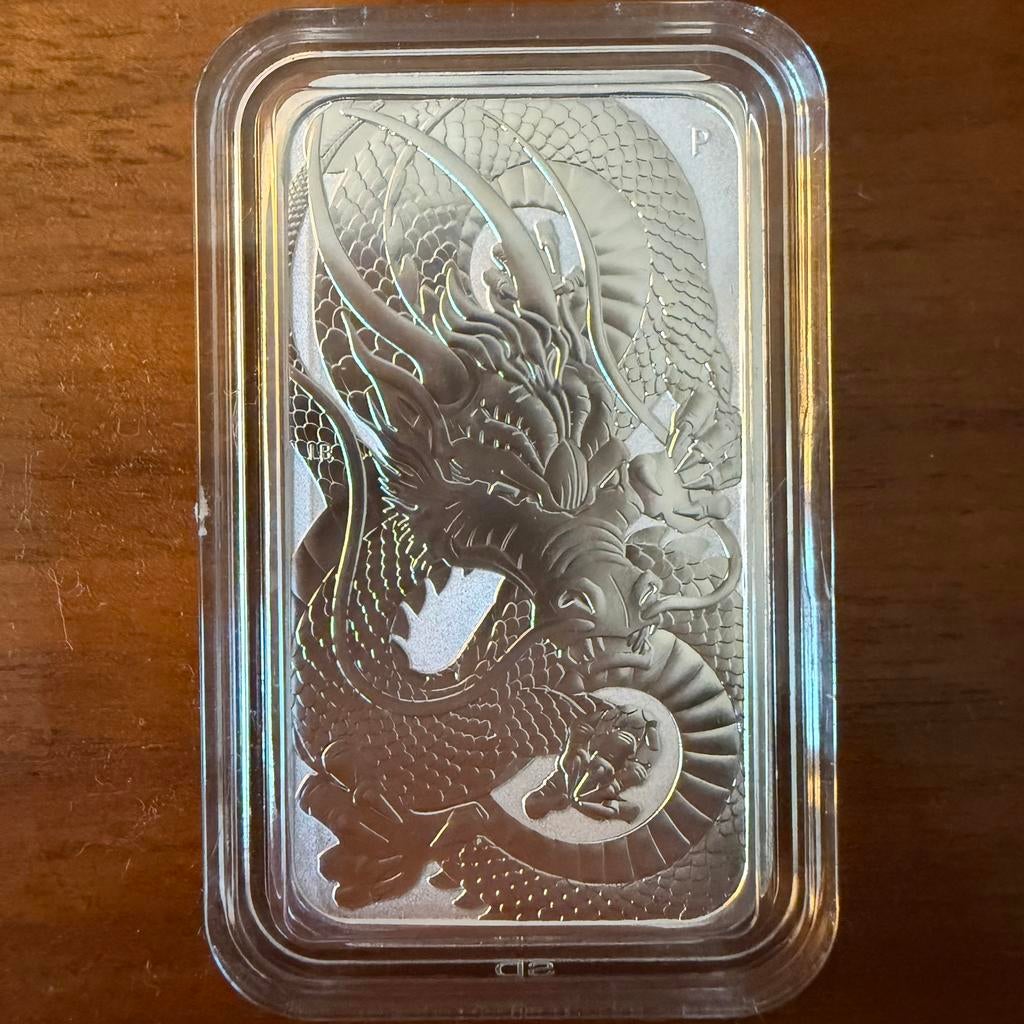 1 oz Dragon Rectangle zilveren muntbaar 2021, Ophalen of Verzenden, Zilver