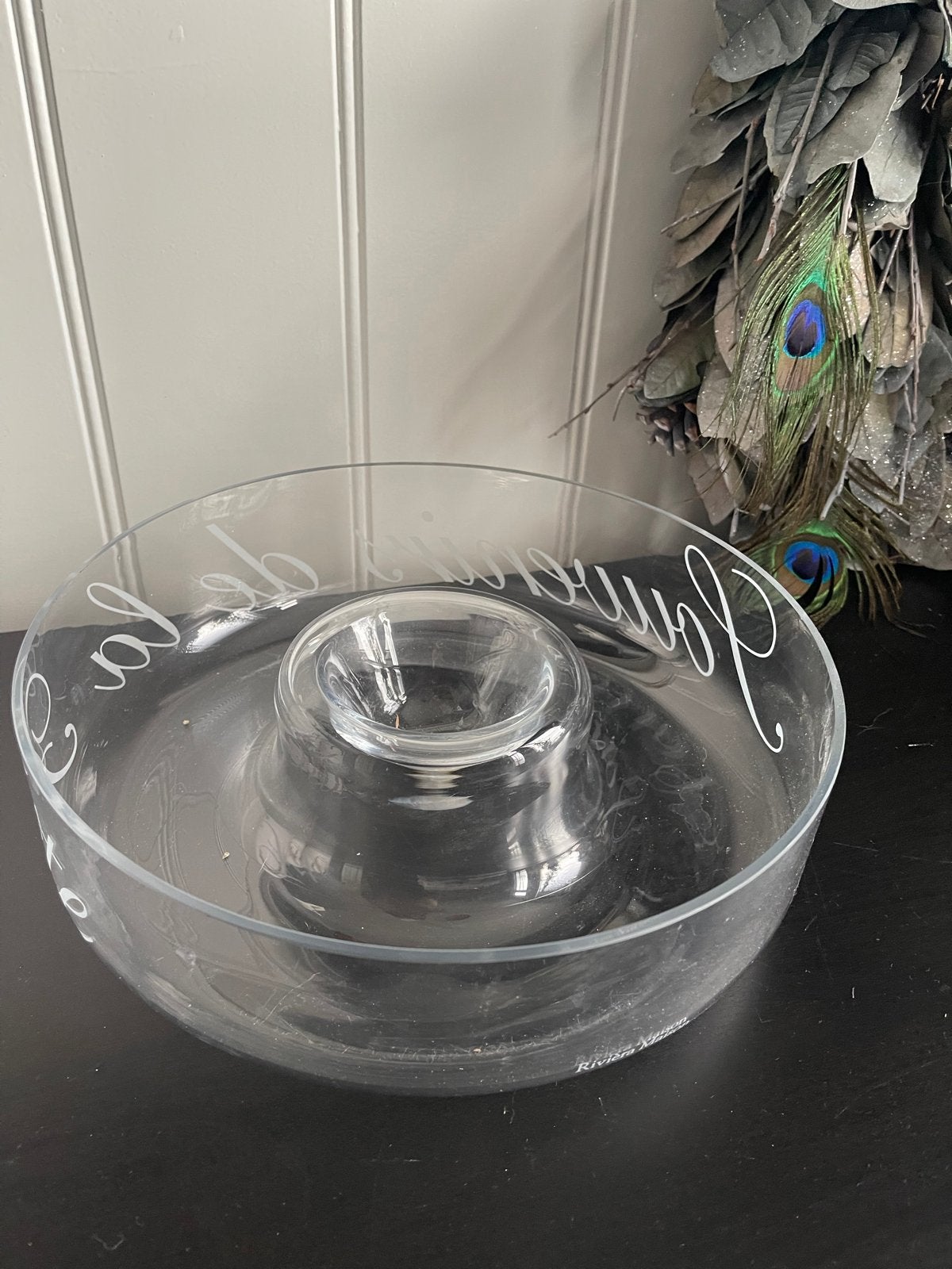 Riviera Maison Deco Schaal Glas met Tekst, Schaal, Rond, Ophalen of Verzenden, Glas