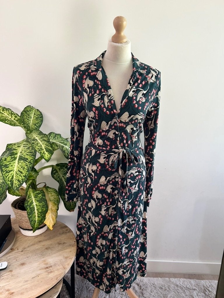 King Louie maat XL groene midi blouse jurk 3473