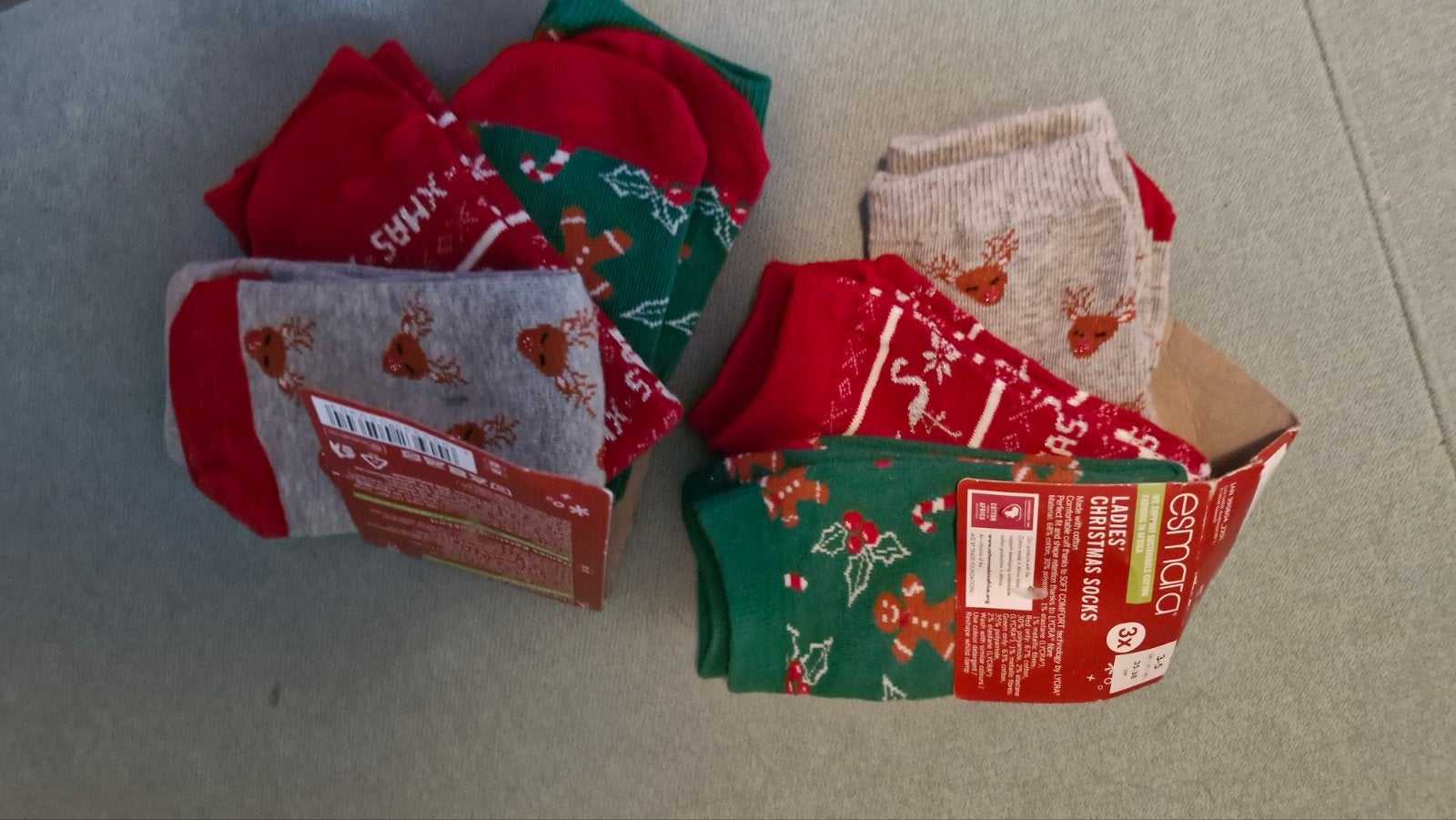 Nieuwe Kerstsokken Maat 35-38 (2x3 stuks), Sokken en Kniesokken, Maat 35 t/m 38, Nieuw, Rood