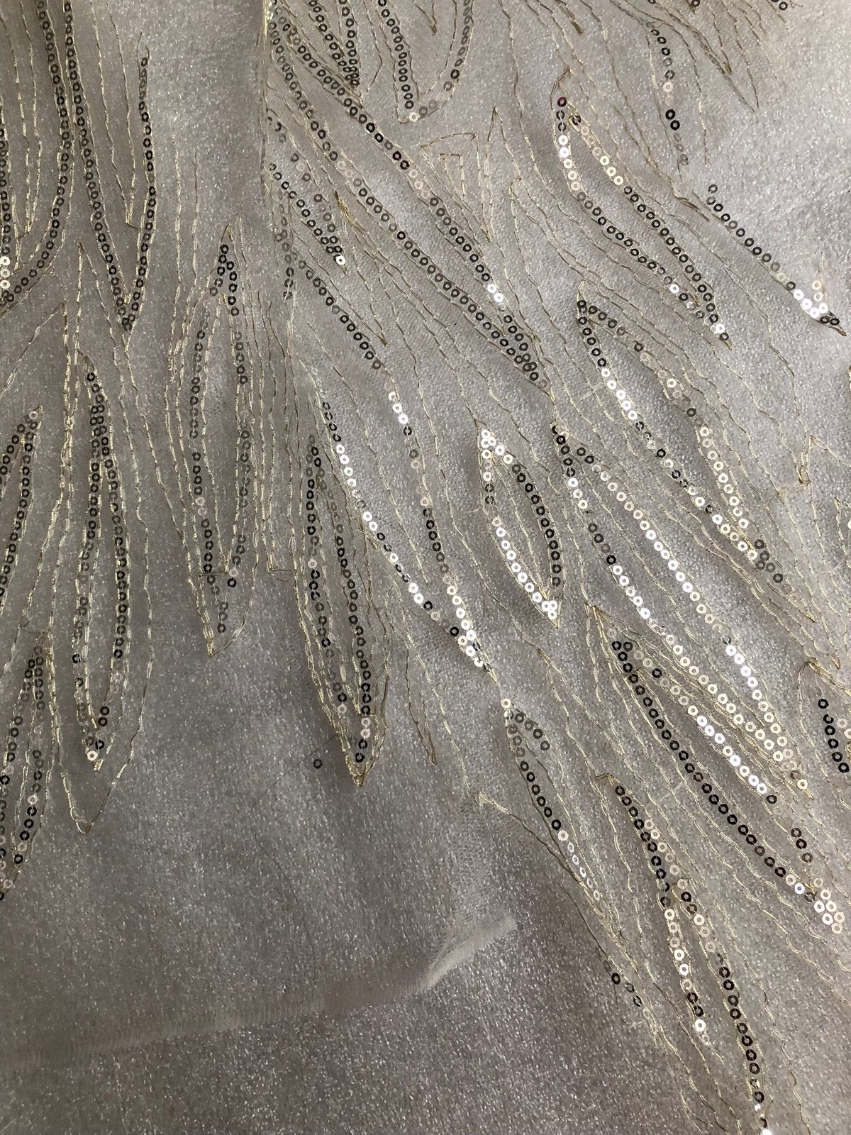 Pailletten tulle /kantstof - RESTANT - OFFCUT - gebroken wit, Hobby en Vrije tijd, Stoffen en Lappen, Overige kleuren, 120 cm of meer