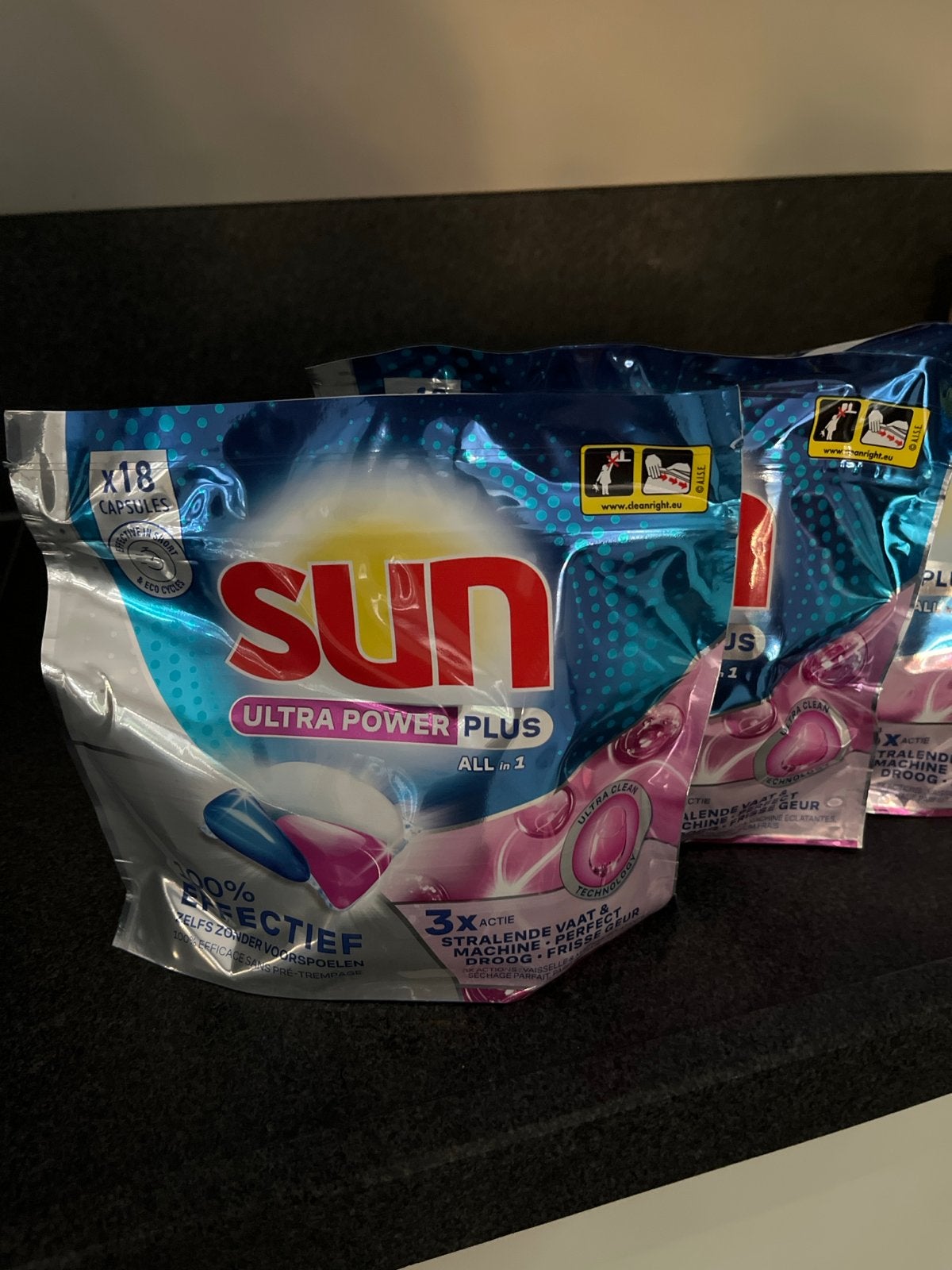 3x Sun Ultra Power Plus All in 1 vaatwastabletten (18 stuks), Ophalen, Nieuw, Inbouw, Minder dan 85 cm