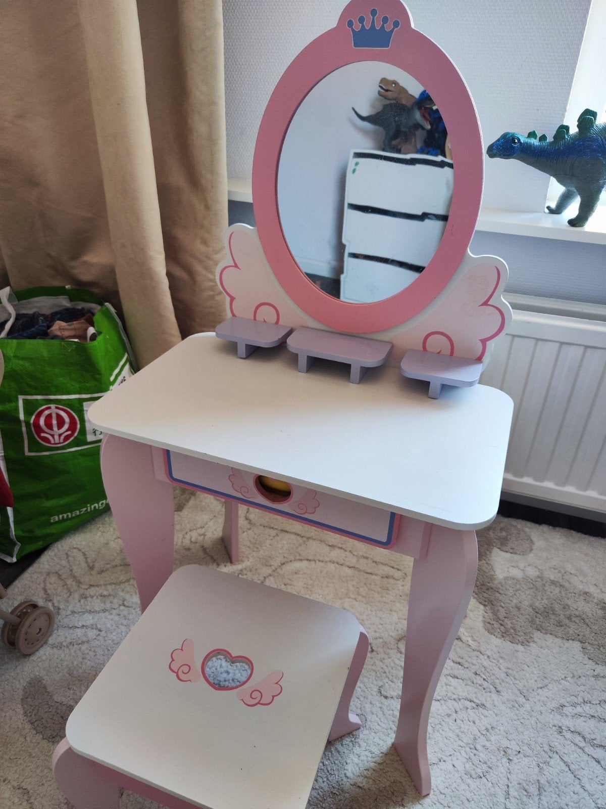 Kinder kaptafel met krukje - Roze prinsessenstijl, Ophalen, Minder dan 50 cm, Gebruikt, Minder dan 100 cm