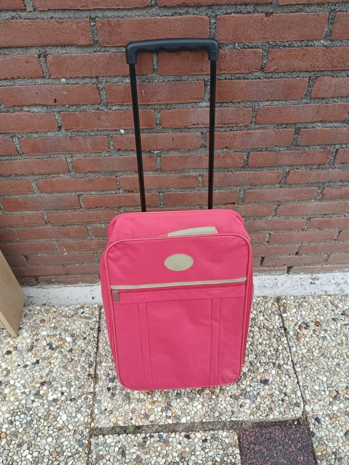 Handige roze reiskoffer met wieltjes, Sieraden, Tassen en Uiterlijk, Koffers, Overige materialen, Wieltjes, Gebruikt, 50 tot 60 cm