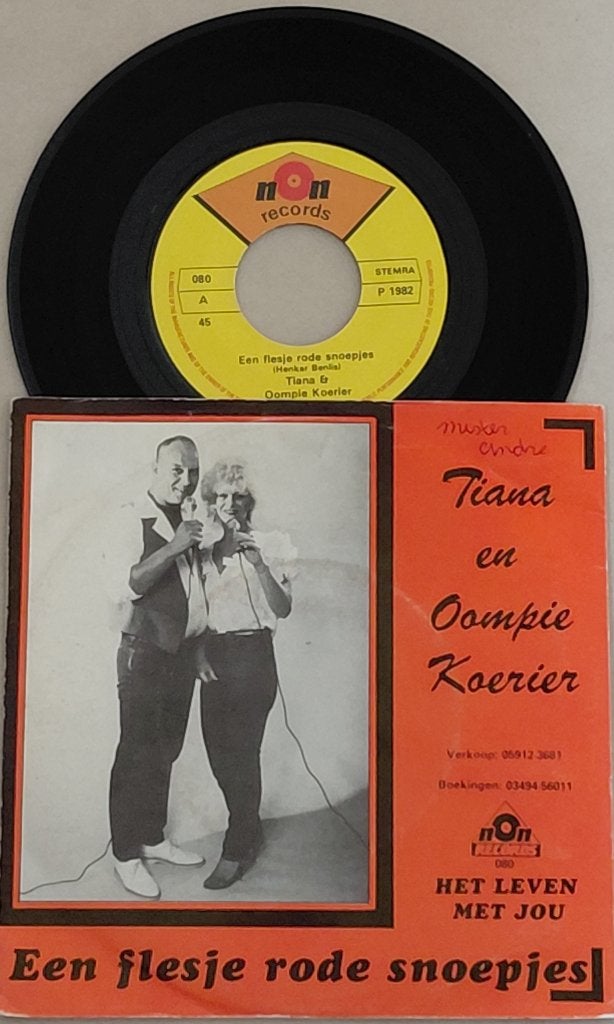 SINGLE TIANA EN OOMPIE KOERIER - EEN FLESJE RODE SNOEPJES, Gebruikt, Fotohoes, 7 inch, Ophalen of Verzenden