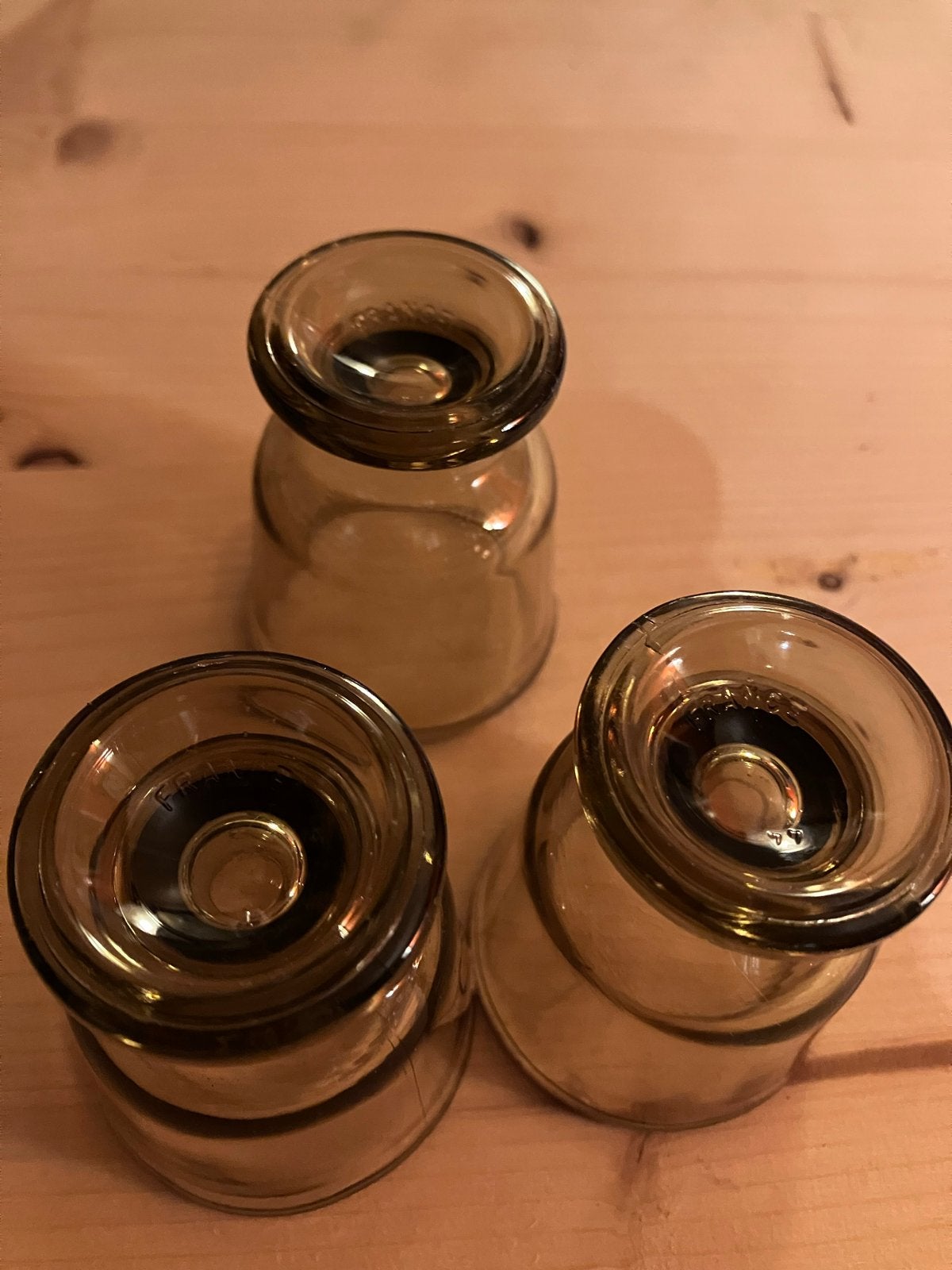 Set van 3 vintage eierdopjes van rookglas, Ophalen of Verzenden, Zo goed als nieuw, Glas, Overige typen