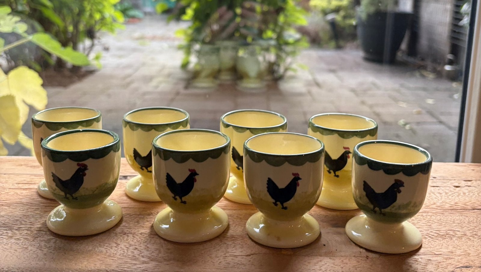 Set 2 en 6 Vintage Eierdopjes – Zeller Keramik Haan & Kip, Ophalen of Verzenden