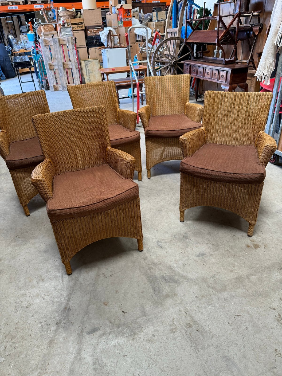 Set van 5 Lloyd Loom stoelen van W. Lusty & Sons, Ophalen of Verzenden