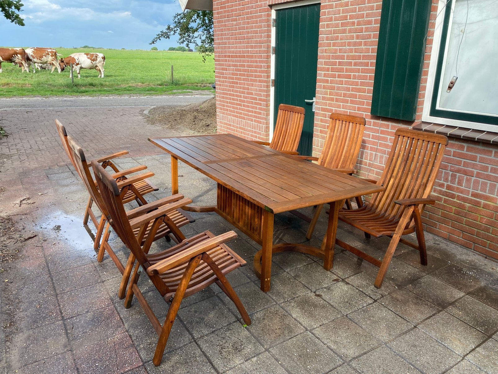 Teak houten tuinset van Hartman, Ophalen, Zo goed als nieuw, Teakhout