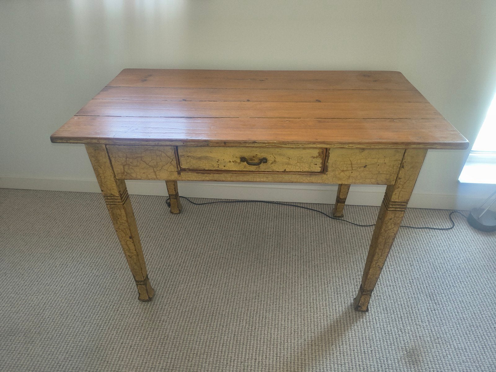 Antieke houten tafel met cracklé onderstel, + 100 jaar oud, Ophalen