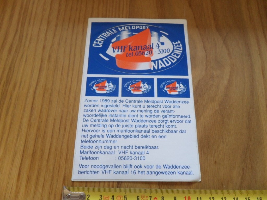sticker Centrale Meldpost Waddenzee VHF Kanaal 4 *, Verzamelen, Ophalen of Verzenden, Zo goed als nieuw