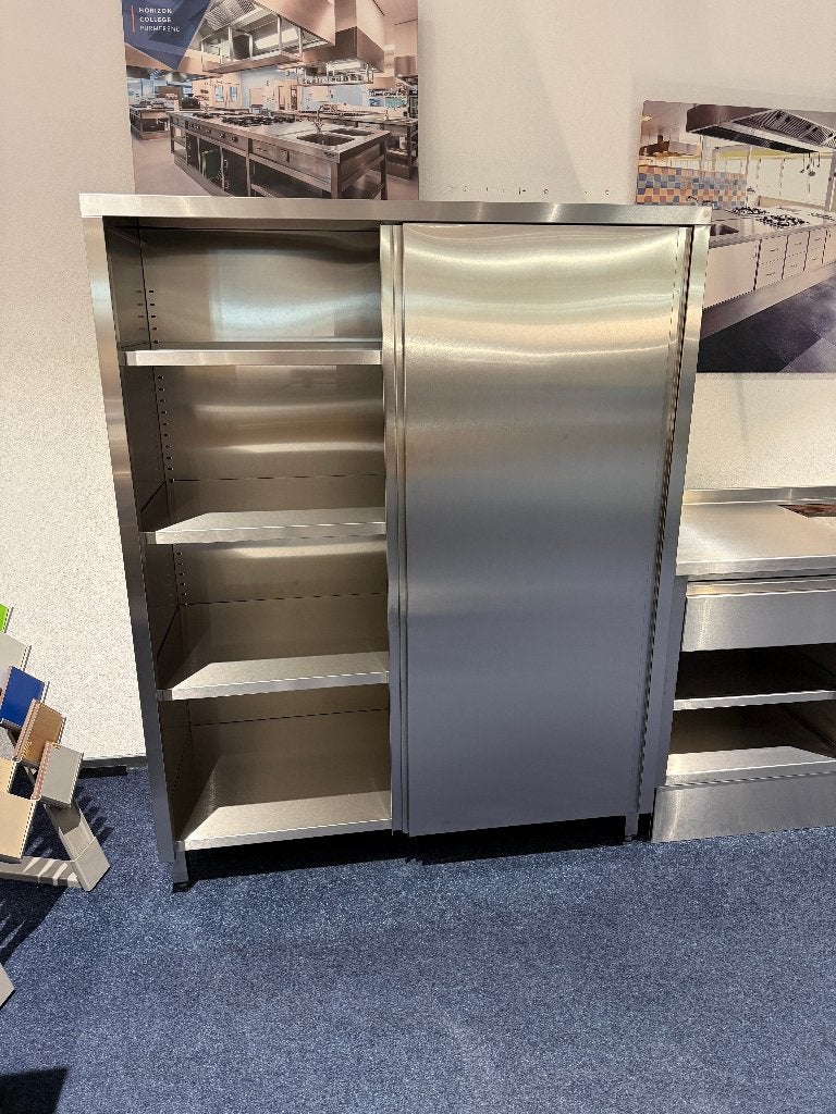 RVS Servieskast 140x70x180 cm (SHOWROOMMODEL), Ophalen of Verzenden, Nieuw zonder verpakking, Meubilair