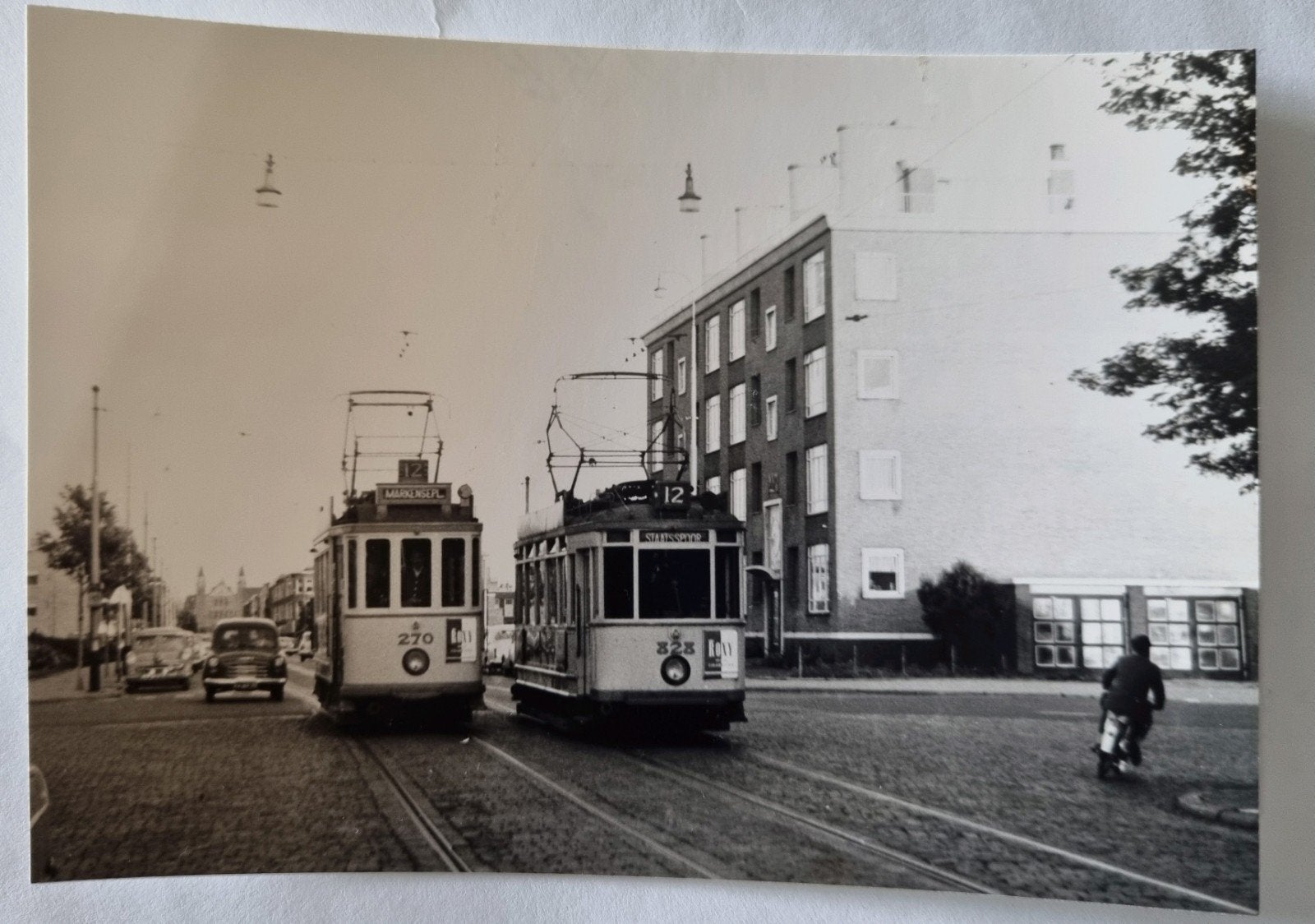 474 Foto Den Haag Sportlaan met oude trams, 1960, Ophalen of Verzenden, 1940 tot 1960, Overige onderwerpen, Foto