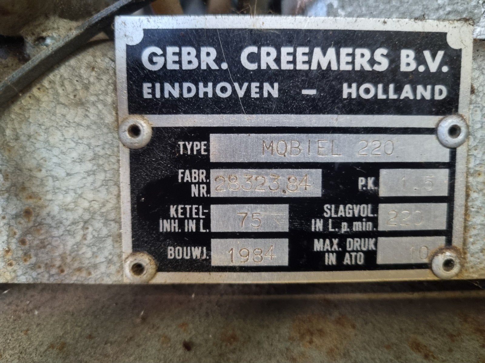 Gebruikte Gebroeders Creemers Mobiele Compressor, 100 liter of meer, Ophalen, Gebruikt, Mobiel
