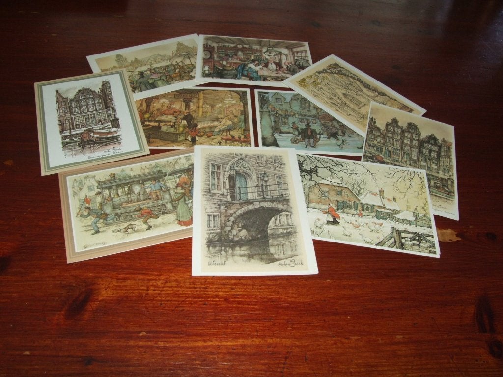 D- ILLUSTRATOR-ANTON PIECK - 10 KAARTEN, Gebruikt, Verzenden, Voor 1940, Prent