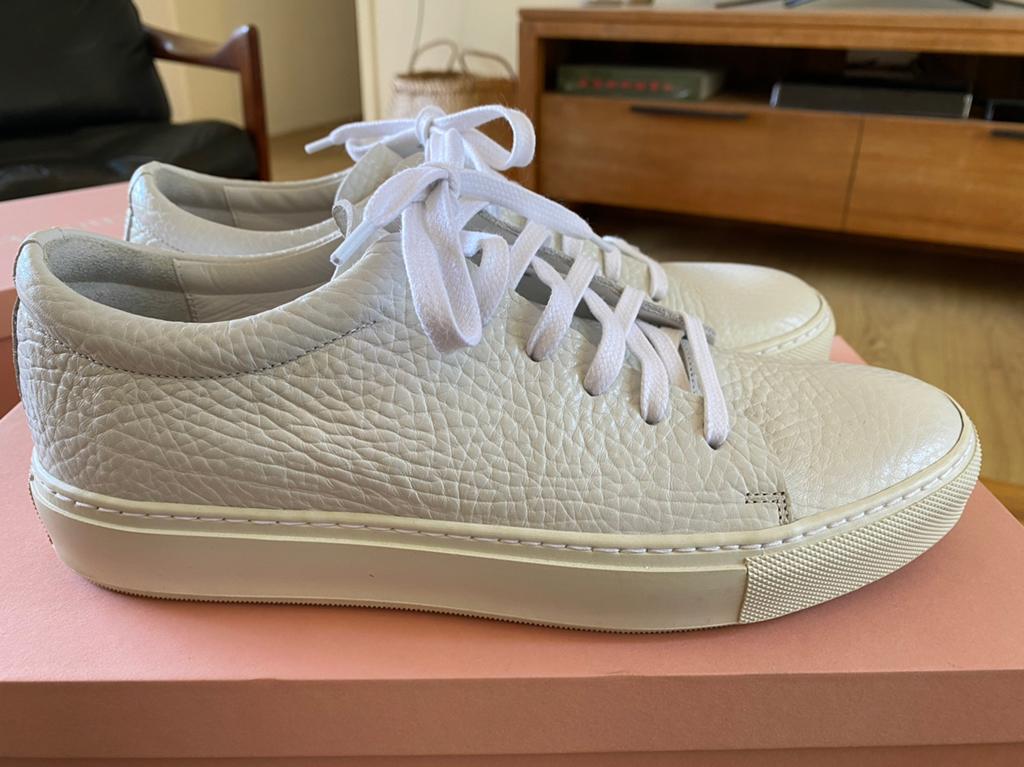 Nieuwstaat Acne Studios Adrian Grain White Sneakers 39 40, Wit, Ophalen of Verzenden, Sneakers of Gympen, Zo goed als nieuw