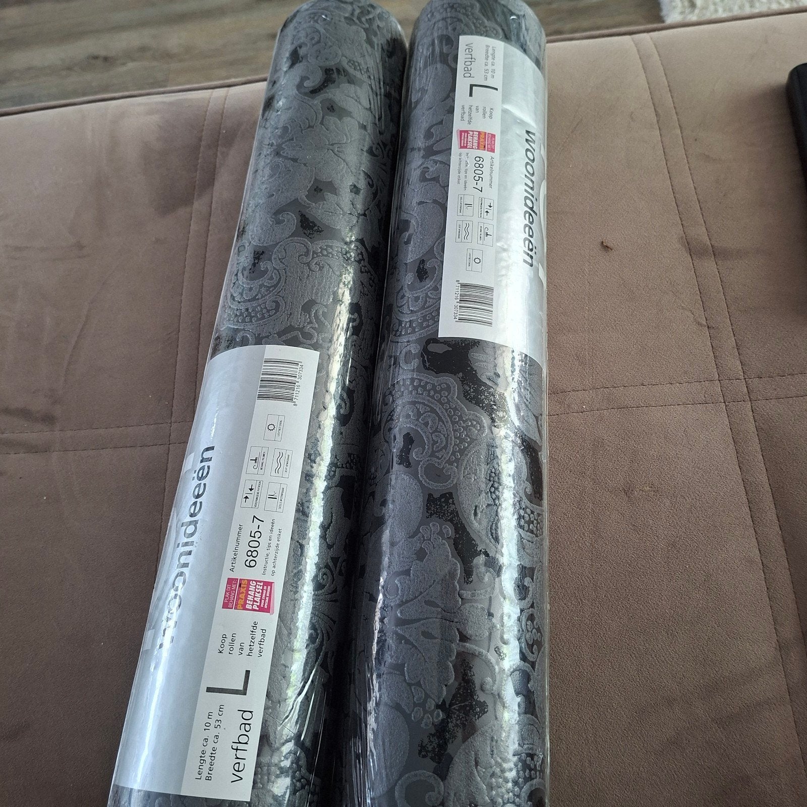 Vinylbehang Zwart - 2 Rollen - Artikelnummer 6805-7, Ophalen of Verzenden, Vinylbehang, Zwart, Overige merken