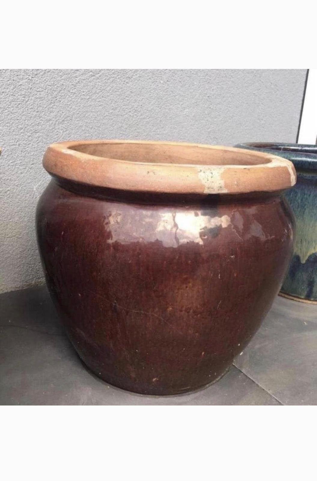Grote geglazuurde Oud Hollandse kwaliteit bloempotten 38cm, Tuin en Terras, Rond, Zo goed als nieuw, Minder dan 40 cm, Binnen