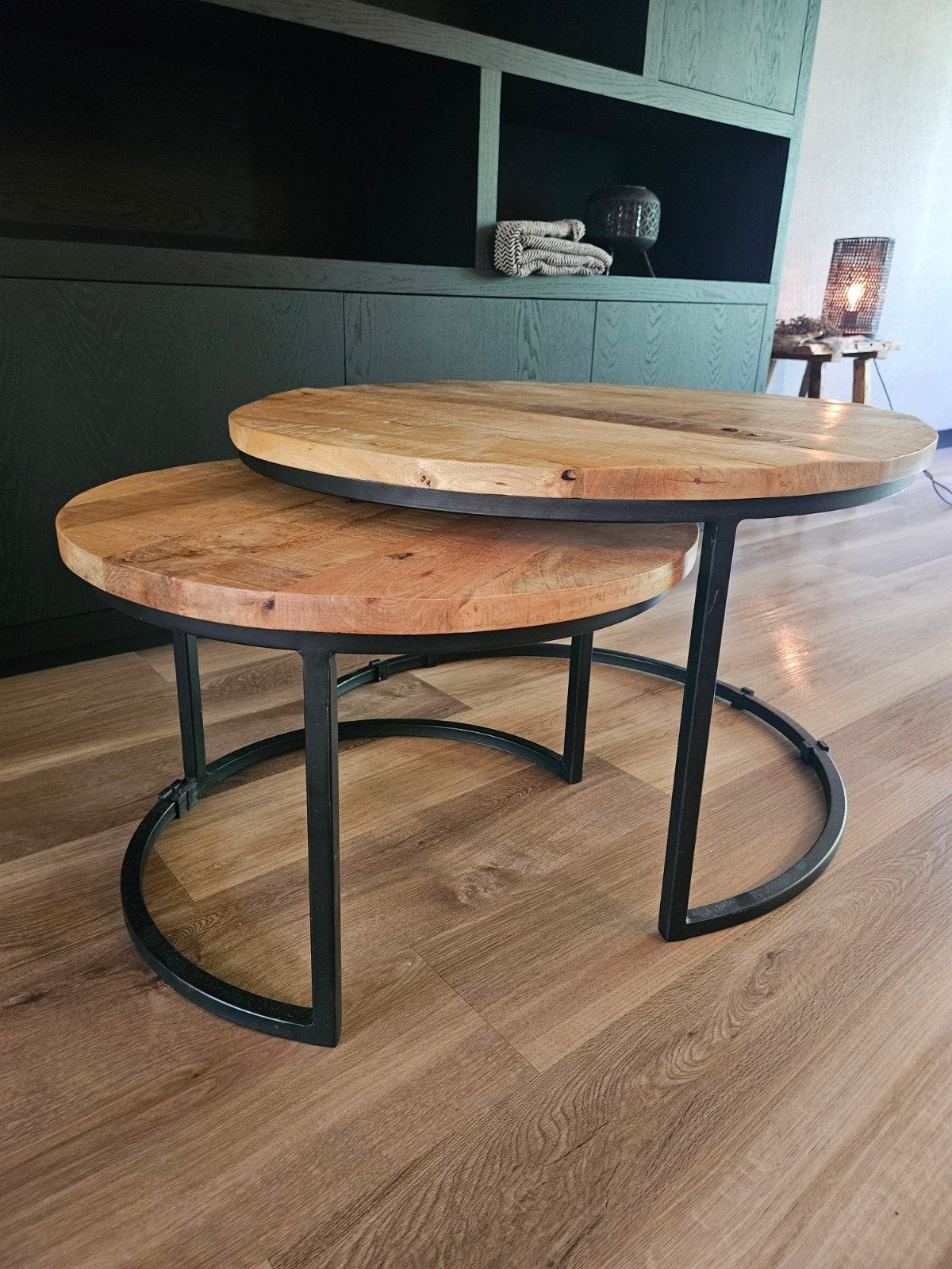 Salontafel set / Mangohout / Ophalen : Hoogeveen, Gebruikt, 50 tot 100 cm, Rond, Minder dan 50 cm