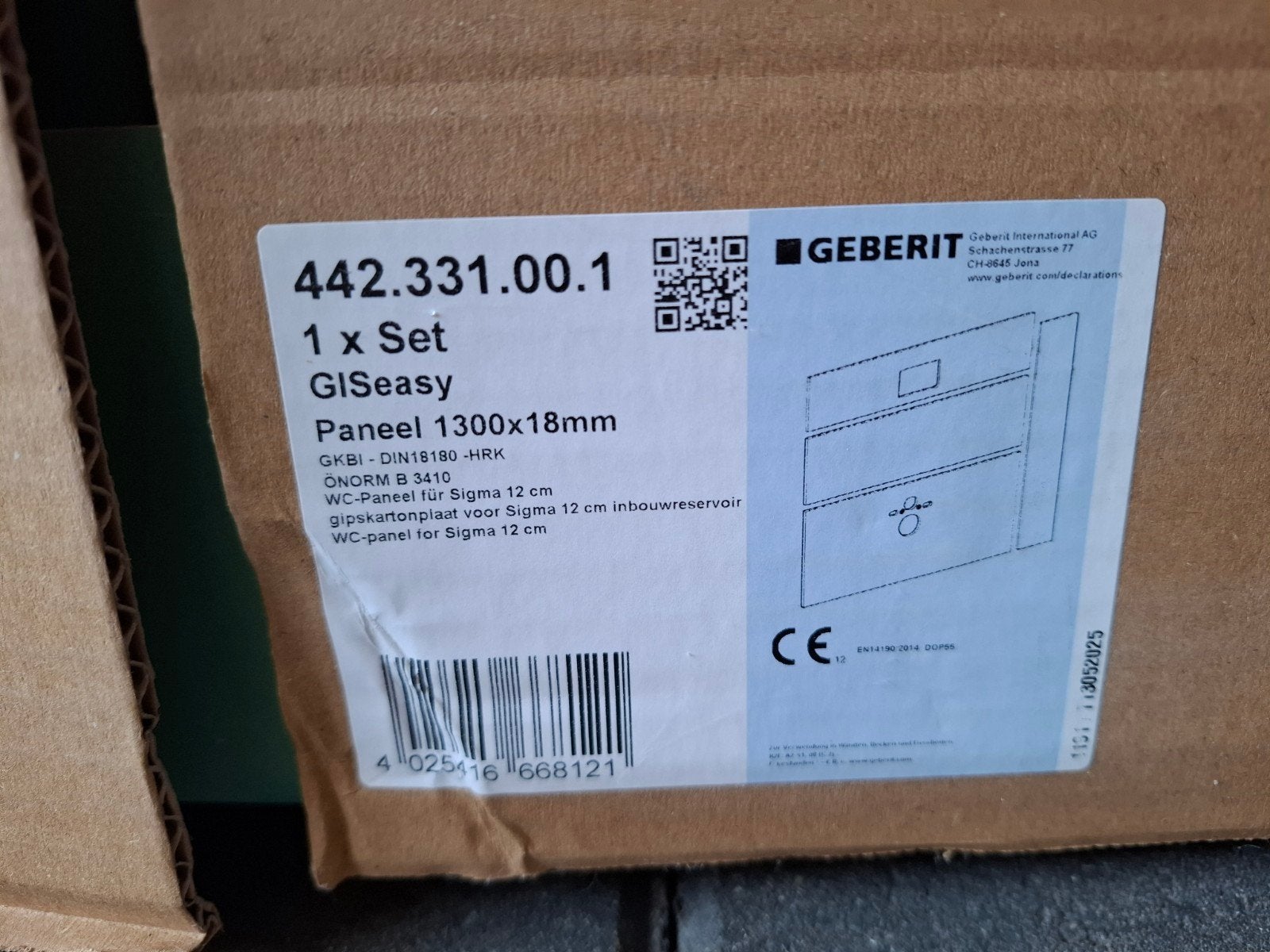 Geberit GISeasy Paneel 1300x18mm voor Sigma 12 cm, Ophalen of Verzenden, Nieuw, Toilet