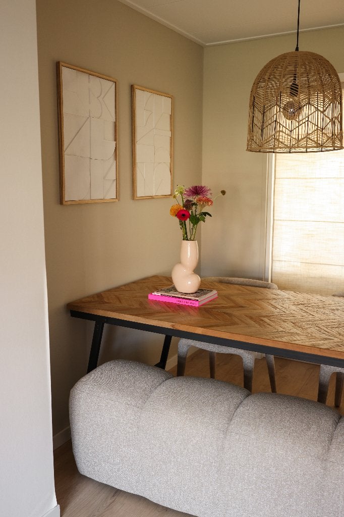 Eettafel hout met eetkamerbank, Ophalen, 200 cm of meer, 50 tot 100 cm, Zo goed als nieuw