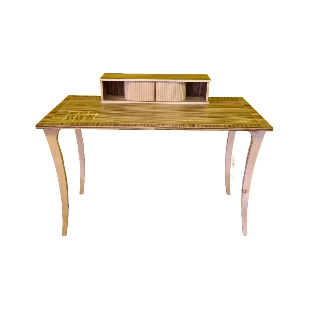 Design bureautje gefineerd met zebrahout, circa jaren 80/90, Ophalen
