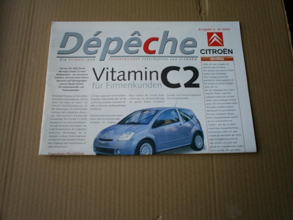 Citroen Depeche Alle Modellen o.a. Eend / Snoek 2003 12 pag, Verzenden, Zo goed als nieuw, Citroën