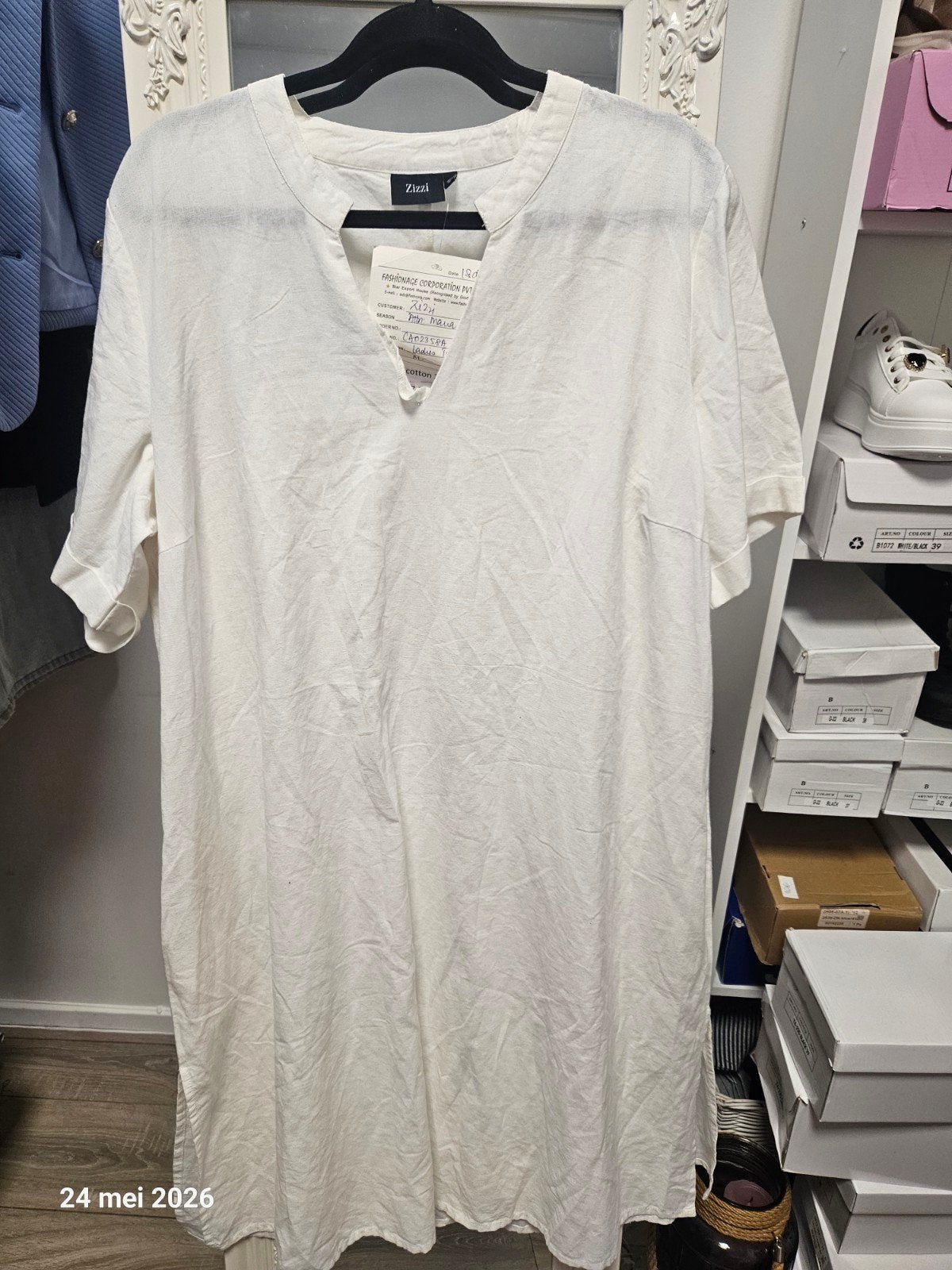 Witte jurk van Zizzi maat 46-48 met linnen., Zizzi, Nieuw, Ophalen of Verzenden, Wit