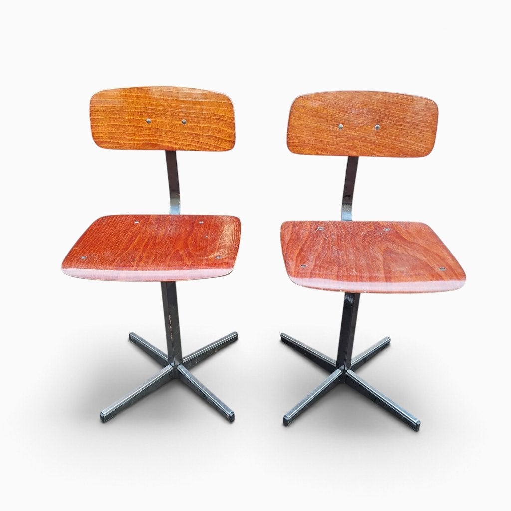 Set van 2 vintage schoolstoelen, Ophalen, Gebruikt, Onbekend, Onbekend