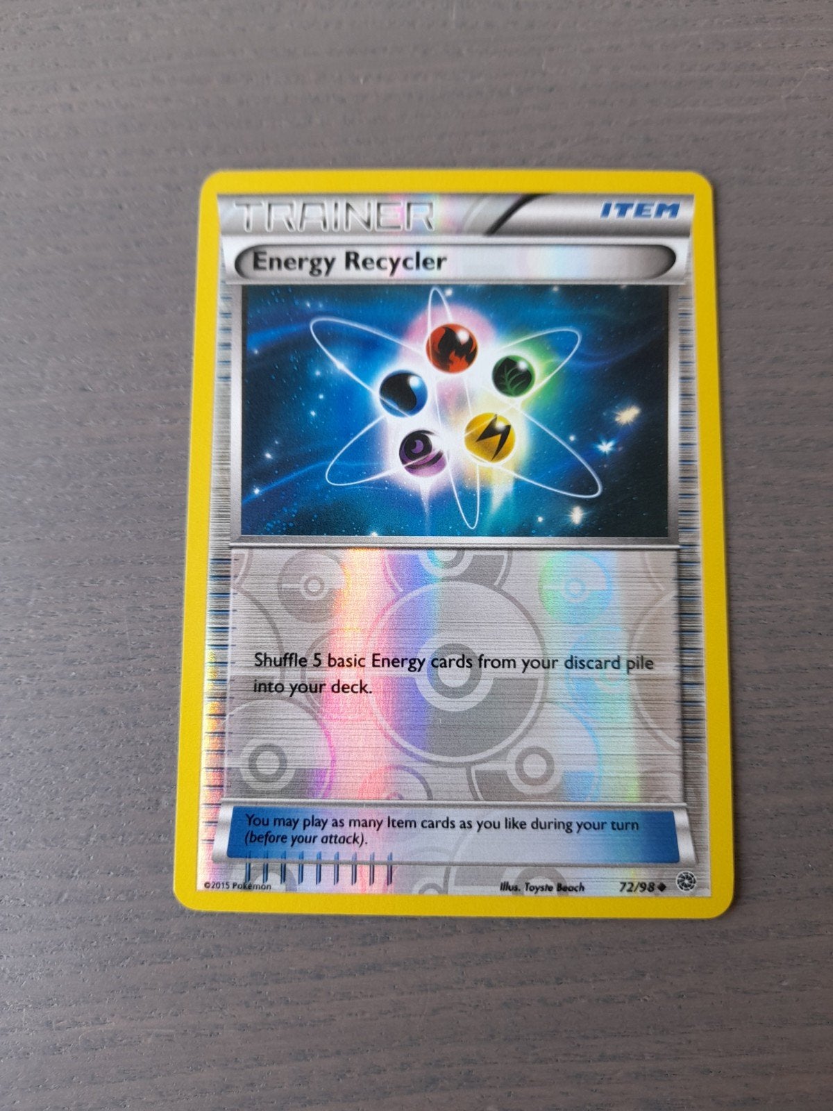 Ancient origins 72/98 energy recycler reverse, Hobby en Vrije tijd, Verzamelkaartspellen | Pokémon, Ophalen of Verzenden, Gebruikt