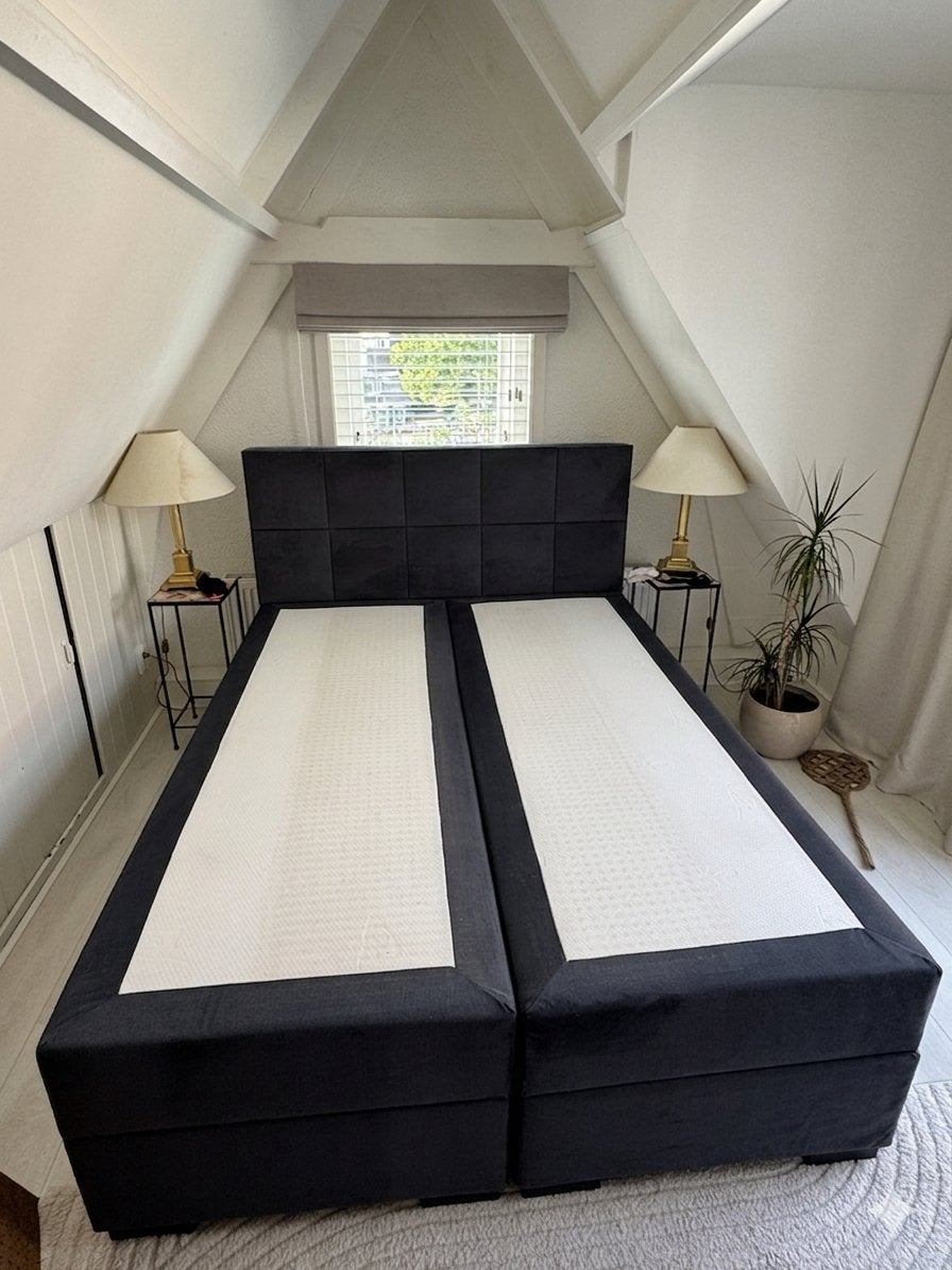 Boxspring bed 160x210cm met opbergruimte, gekocht in 2020, Ophalen, Gebruikt, 210 cm, Tweepersoons