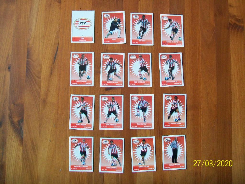16 Voetbalplaatjes PSV seizoen 2007 - 2008 - compleet, Verzenden, Zo goed als nieuw, PSV, Poster, Plaatje of Sticker