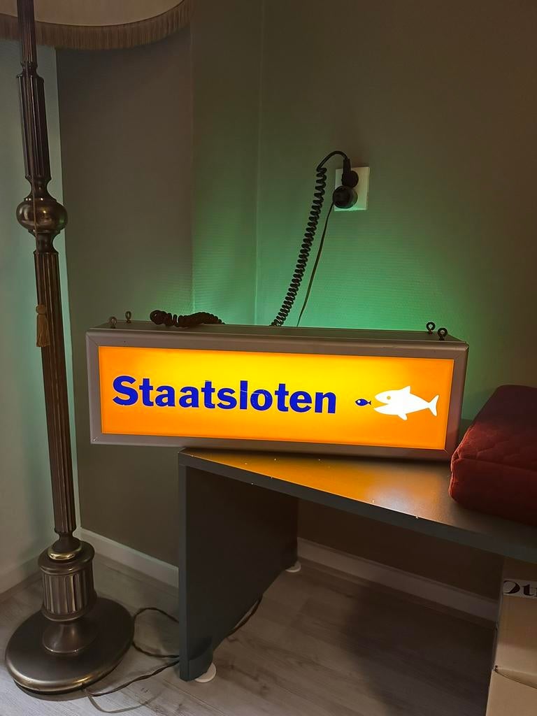 Unieke Staatsloterij ticketbox lichtbak reclame, Verzamelen, Ophalen of Verzenden, Zo goed als nieuw, Lichtbak of (neon) lamp