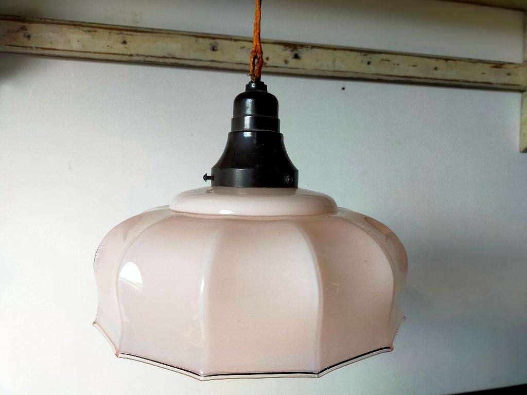 BROCANTE ROZE OPALINE HANGLAMP, Ophalen of Verzenden