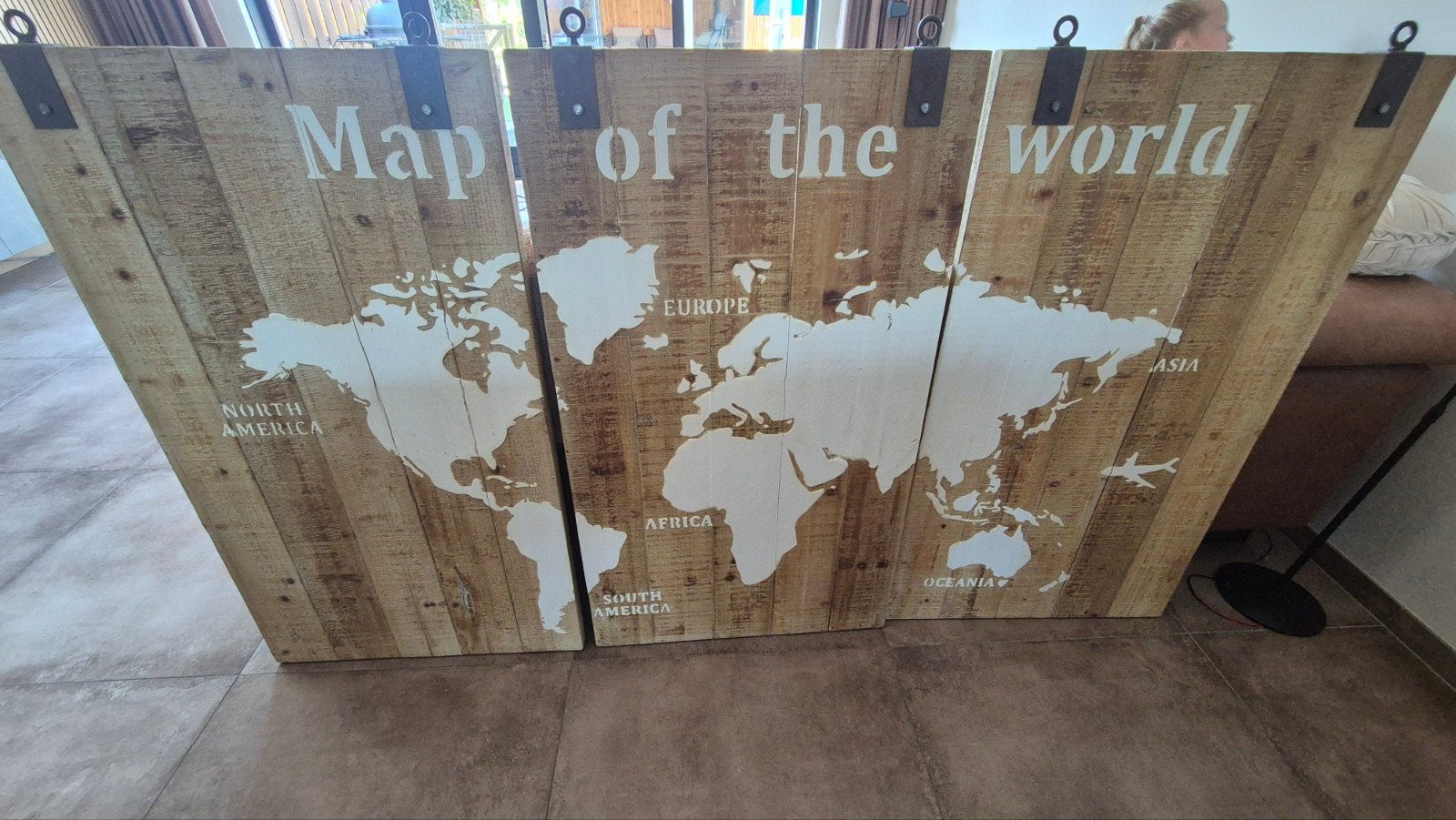 Map of the world schilderij, Huis en Inrichting, Ophalen, Zo goed als nieuw, 200 cm of meer