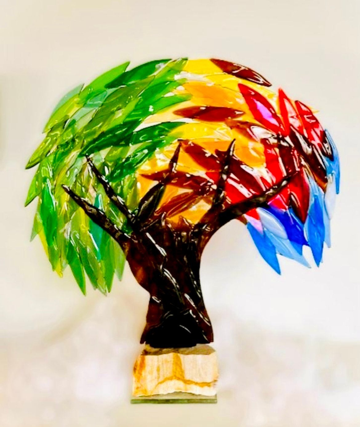 Glasfusie, glaskunst, glas, levensboom, Antiek en Kunst, Ophalen