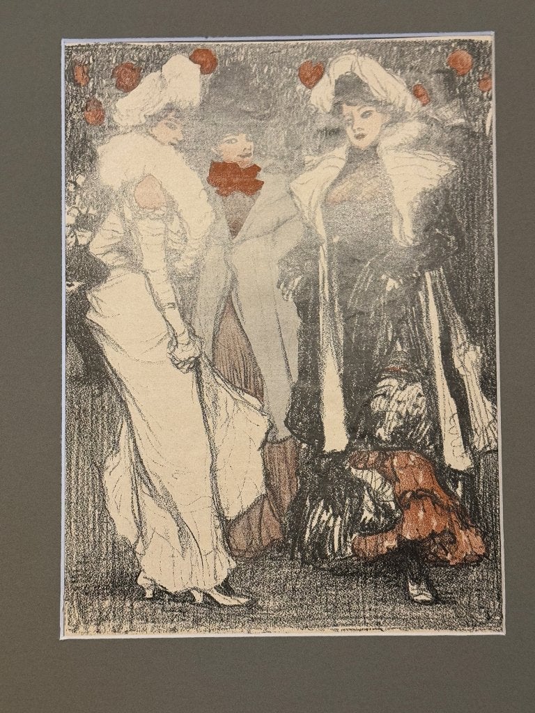 1900 Munzer - Jardin de Paris - ArtDeco Vintage - P0784-09, Ophalen of Verzenden, Ets, 1800 - 1899