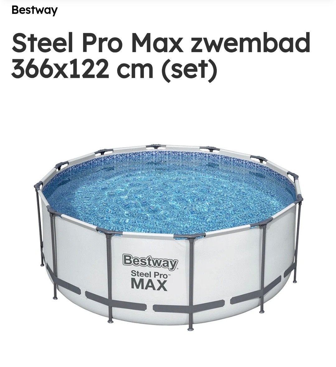 Nieuw! Zwembad steel pro 366x122 is te klein voor onze tuin, Tuin en Terras, Rond, 300 cm of meer, Zo goed als nieuw, Opzetzwembad