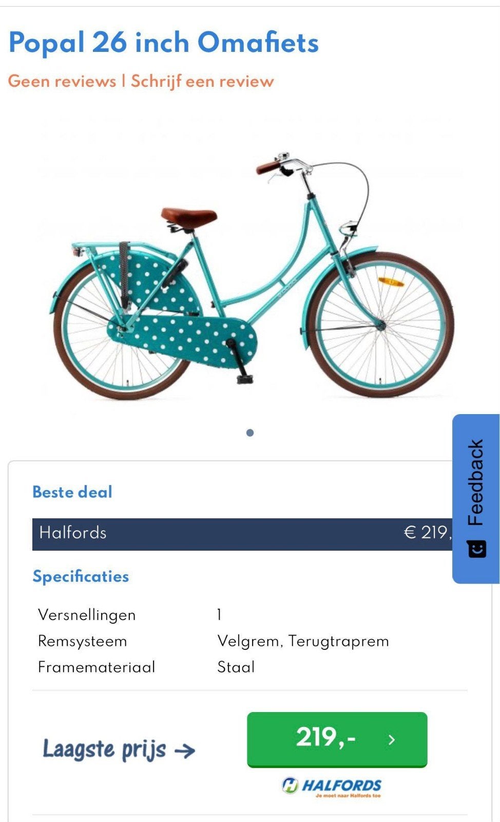 Popal Omafiets 26 inch Zeegroen - Nieuw in doos, Fietsen en Brommers, Minder dan 47 cm, Ophalen, Nieuw