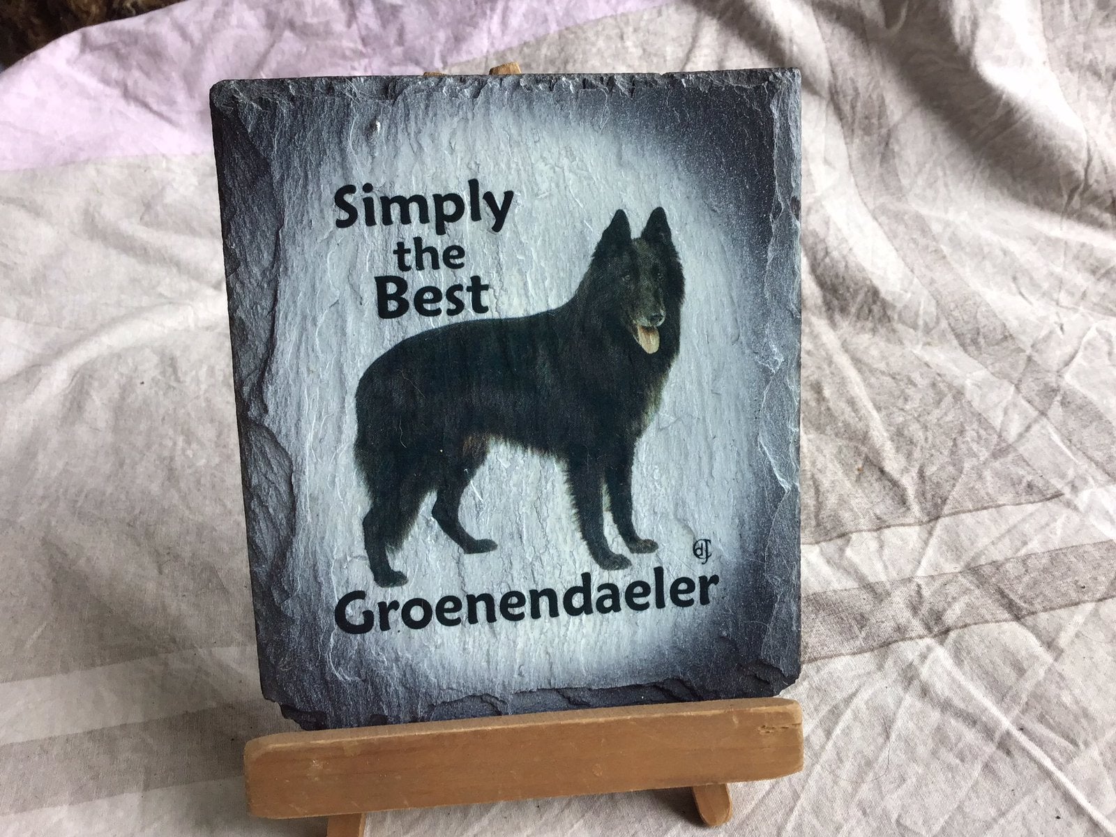 Decoratief leisteenbordje met ezel van een groenendaeler, Ophalen of Verzenden, Zo goed als nieuw