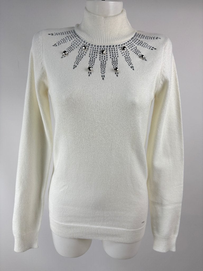 PINKO Beige glitter steentjes trui  Maat M/L, Beige, Ophalen of Verzenden, Zo goed als nieuw, Maat 38/40 (M)