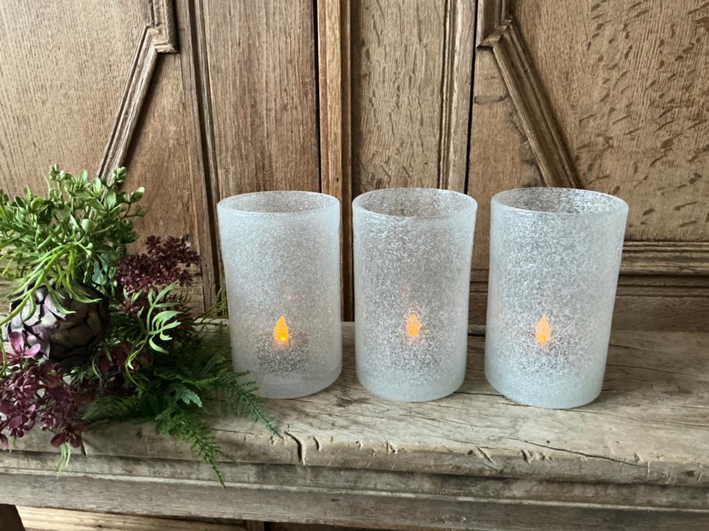 NIEUW set van 3 bubbel glazen windlichten, Ophalen of Verzenden, Nieuw